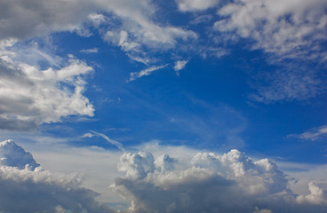 Naklejka na ściany i meble Blue sky with beautiful clouds