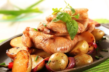Chicken wings and potatoes