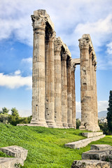 Columns of Ancient Greek Temple of Zeus in Athens