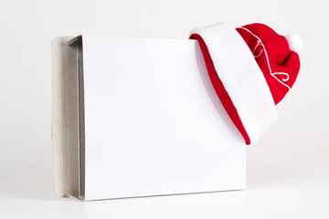 Santa Claus cap to open an empty box