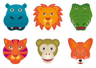 Wild mammal animals isolated over white background.