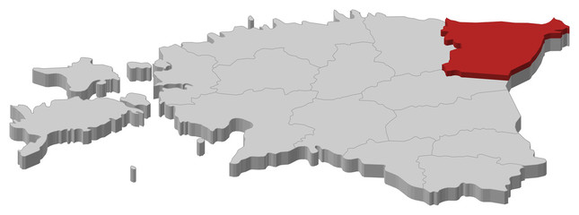 Map of Estonia, Ida-Viru highlighted