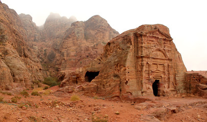 Royal Tomb in the lost rock city of Petra, Jordan.
