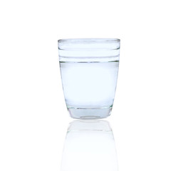 Glass with water on white background