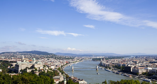 panoramic view of budapest from gallert hill, hungary
