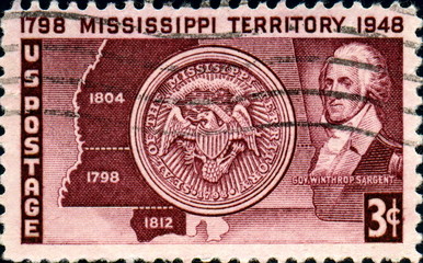 1798. Mississipi Territory. 1948. US POSTAGE.