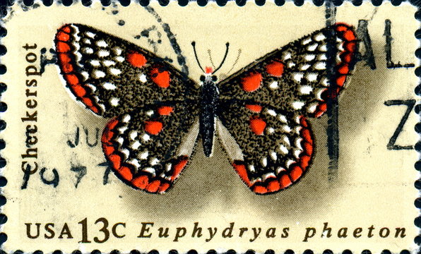 Euphydryas phaeton. Butterfly. US Postage.