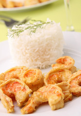 rice and shrimp with curry sauce