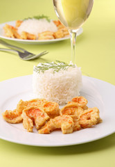 shrimp with curry sauce and rice