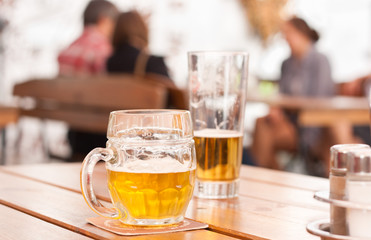 Beer drinking - scene from a city restaurant