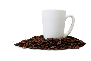 Cup on coffee beans