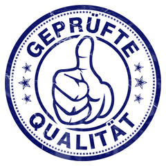 gepr&uuml;fte qualit&auml;t stempel button daumen hoch oben ok