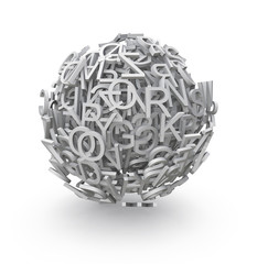 3d sphere of letters