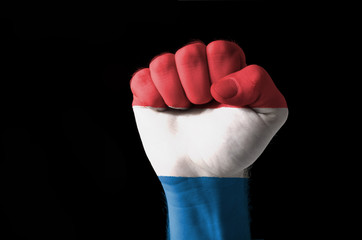 Fist painted in colors of holland flag