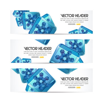 Iced snowflakes vector headers