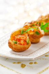 Prawn salad in mini-brioche for holiday