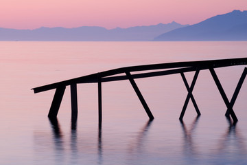 A pink dawn on Baikal lake.