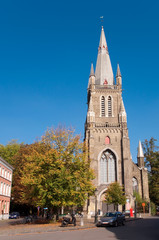 Magdalenakerk Church on sunny day at Brugge - Belgium