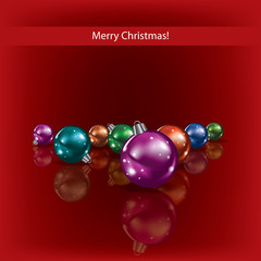 Cristmas decorations on red background
