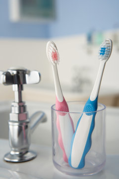 Toothbrushes In Bathroom