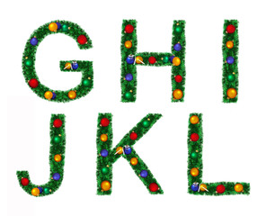 Christmas alphabet isolated on a white background