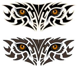 Eyes of an animal, tribal tattoo
