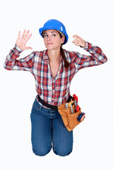 A female construction worker.