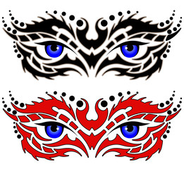 Eyes, tribal tattoo