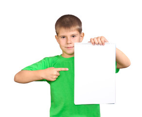boy with a white banner