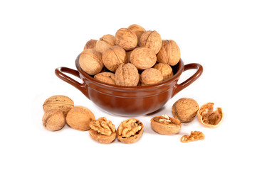 Ceramic vase with walnuts