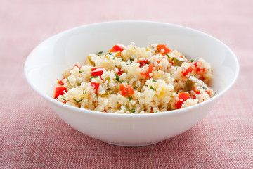 Bowl of couscous with vegetables