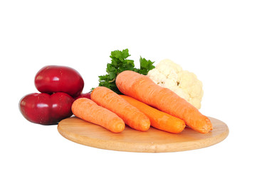 Fresh vegetables on wooden board