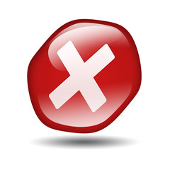 Obraz premium Boton brillante rojo hexagonal simbolo error