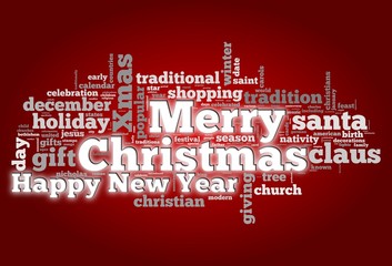 Merry Christmas conceptual greeting card as tag cloud