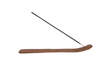 Wooden incense holder isolated on white