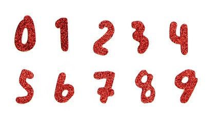 Numbers red and shimmer