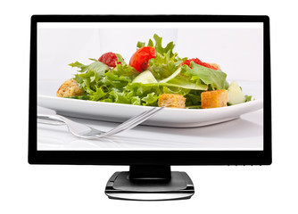 Flat screen TV with Healthy Salad