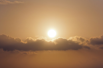 Sunrise on the beach Malagueta, Andalucia