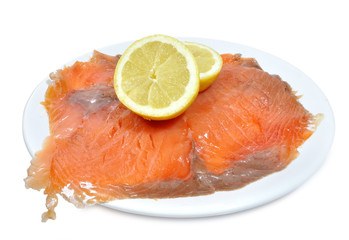 Salmón ahumado en lonchas.