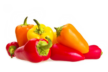 Colored pepper on a white background