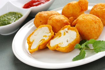 cauliflower pakora , indian fritter cuisine