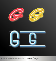 ai Vector image: initials (G) neon logo