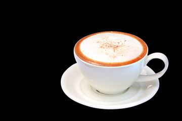 coffee cup with smoke isolated black background