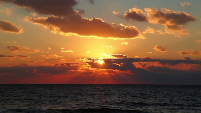 Sunset over the sea, HD time lapse clip