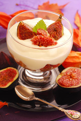 dessert with panna cotta and figs