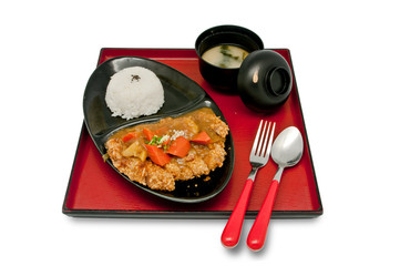 Rice with curry Chicken Teriyaki