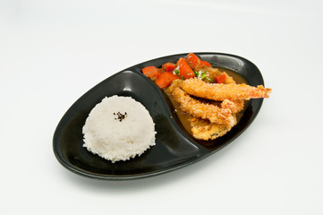 Rice with Curry shrimp tempura
