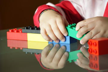 Child playing with blocks