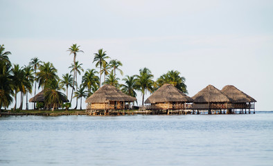 Lodges on the water in the San Blas Islands in Panama