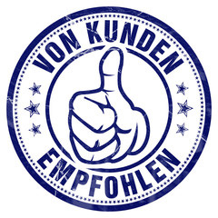 von kunden empfohlen button stempel